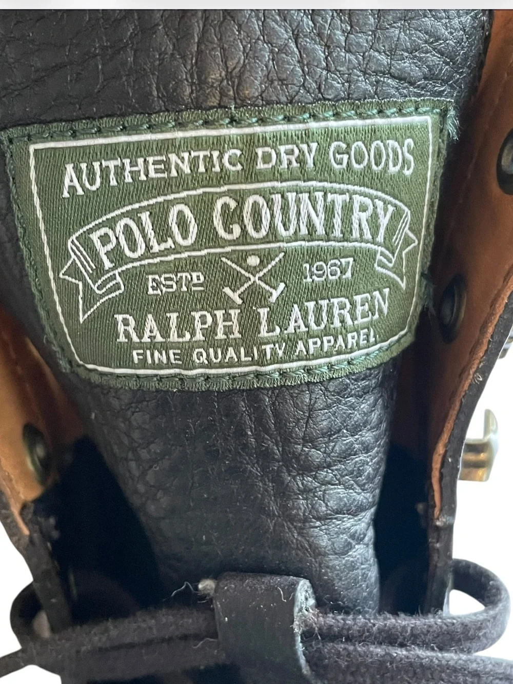 Polo Country Ralph Lauren Enville Black Leather Cap Toe Lace Up Boots Men 7